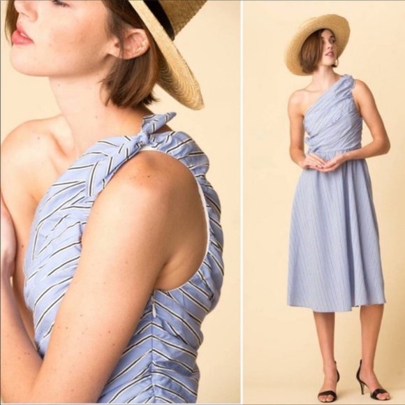 A.L.C. Poplin Striped Midi Dress - Picture 1 of 8